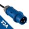 High current exten. cable 15m 32A blue for 230V
